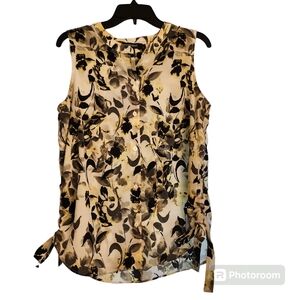 ELLEN TRACY WOMEN'S BLACK, WHITE, SOFT YELLOW BLOUSE SIZE XL